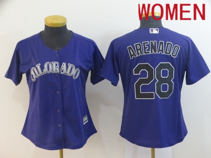 Women Colorado Rockies #28 Arenado Purple Game Nike 2024 MLB Jersey style 1->->Women Jersey